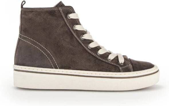 Gabor Velvet hoge sneakers in taupe Brown Dames