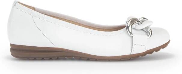 Gabor Witte leren ballerina schoenen White Dames