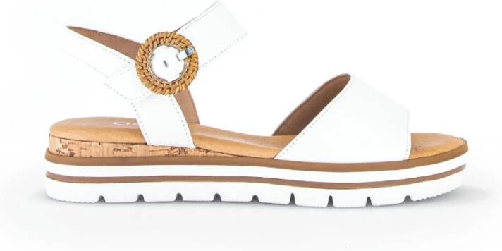 Gabor Witte Leren Comfort Sandalen White Dames