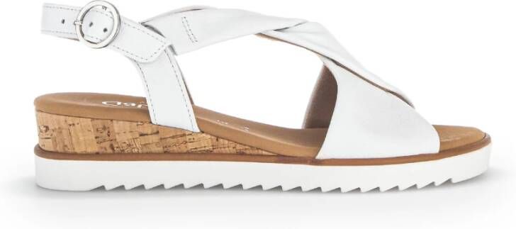 Gabor Witte Leren Kruisband Sandalen White Dames