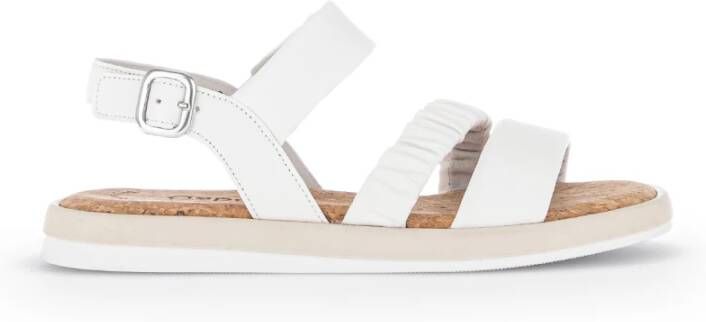 Gabor Witte Leren Platte Sandalen White Dames