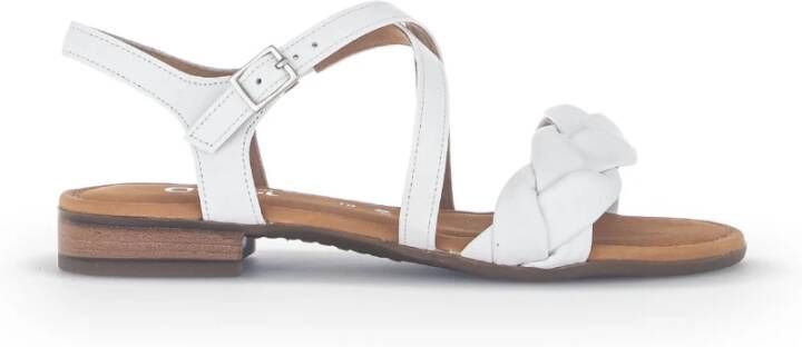 Gabor Witte leren platte sandalen White Dames