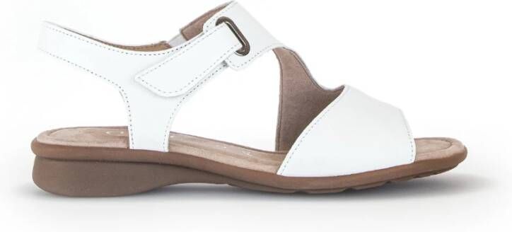 Gabor Witte Leren Sandalen Comfortabele Ronde Zool White Dames