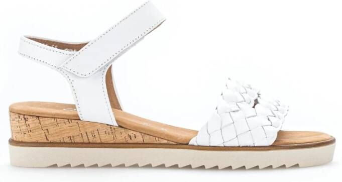 Gabor Witte leren sandalen met gevlochten bandjes White Dames