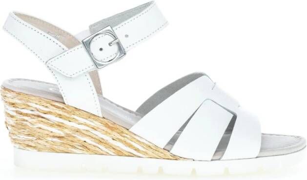 Gabor Witte leren sandalen met sleehak White Dames