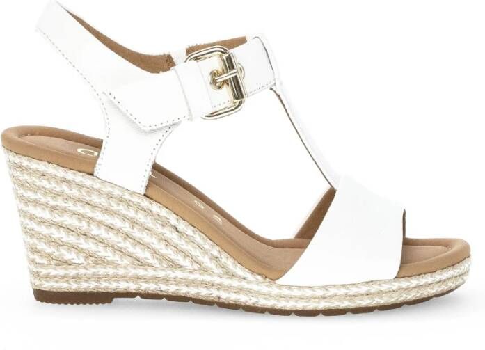 Gabor Witte leren sleehak sandalen White Dames