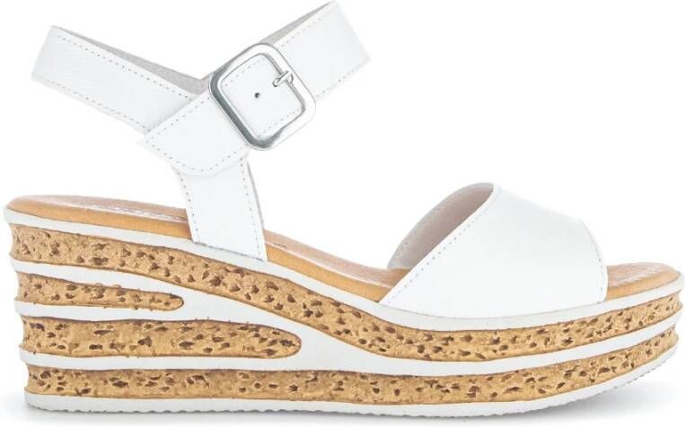 Gabor Witte Leren Sleehak Sandalen White Dames