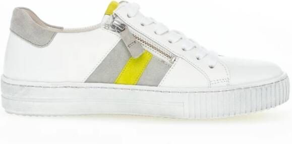 Gabor Witte Leren Velvet Sneakers Multicolor Dames