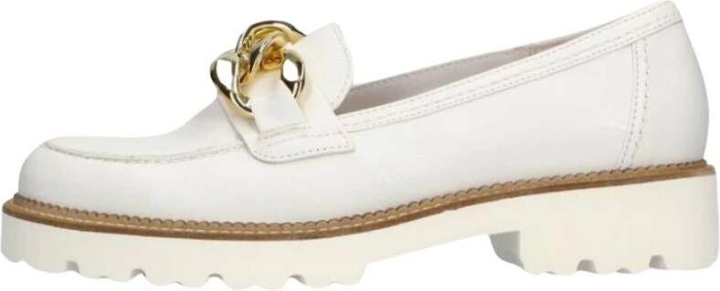 Gabor Witte Loafers met Gouden Kettingdetail White Dames