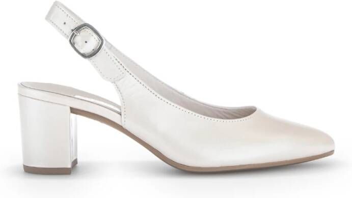 Gabor Witte metallic leren slingback schoenen White Dames