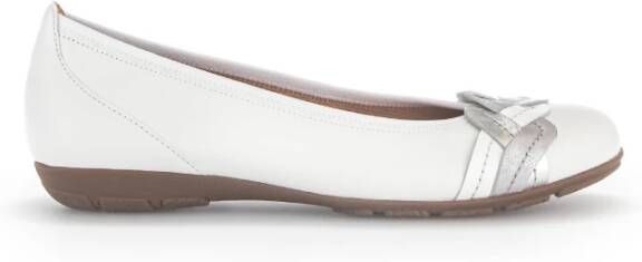 Gabor Witte Zilveren Leren Ballerina Schoenen White Dames