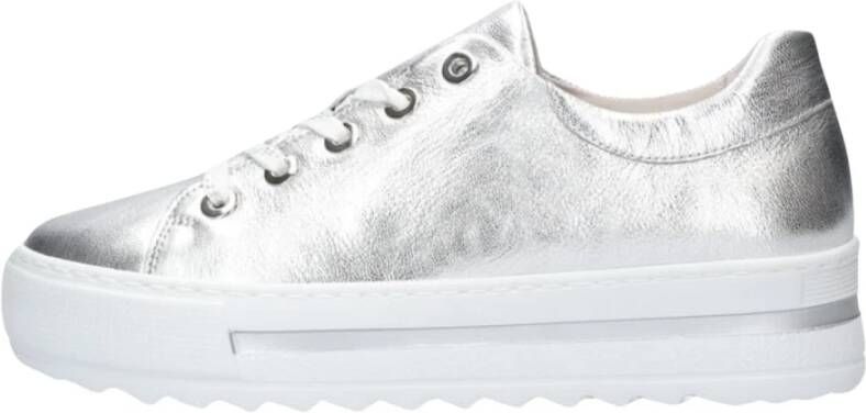 Gabor Zilveren Lage Platform Sneakers Gray Dames