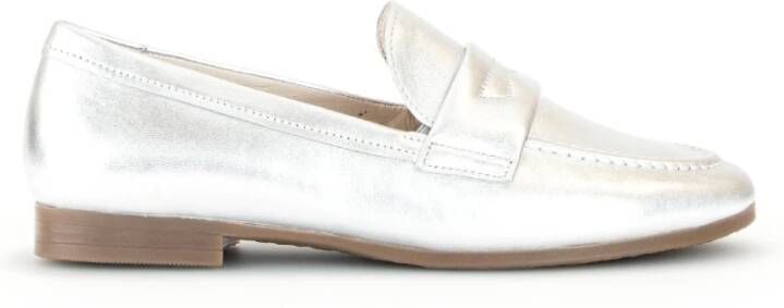 Gabor Zilveren Leren Loafers Gray Dames