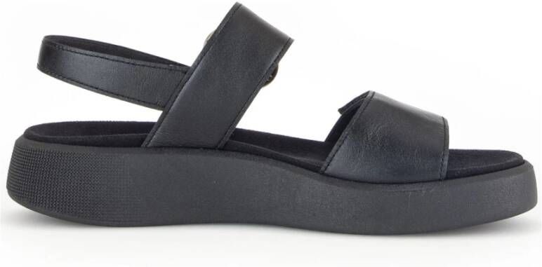 Gabor Zwarte Casual Open Platte Sandalen Black Dames