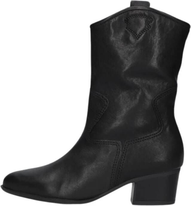 Gabor Zwarte Cowboy Stijl Enkellaarzen Black Dames