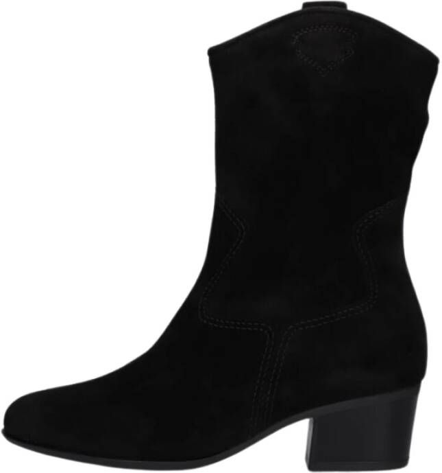 Gabor Zwarte Cowboy Stijl Enkellaarzen Black Dames