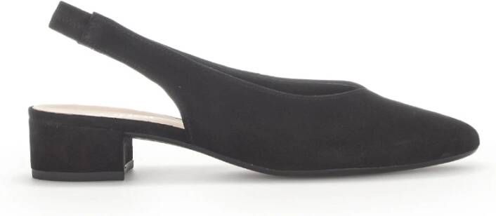 Gabor Zwarte Fluweel Leren Slingback Schoenen Black Dames