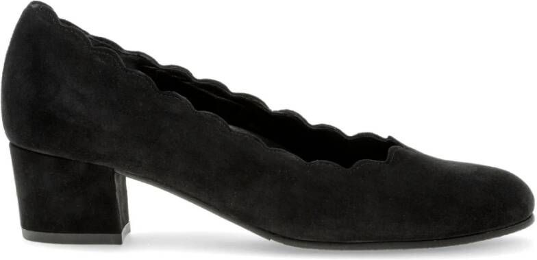 Gabor Zwarte Fluweel Wave Cut Pumps Black Dames