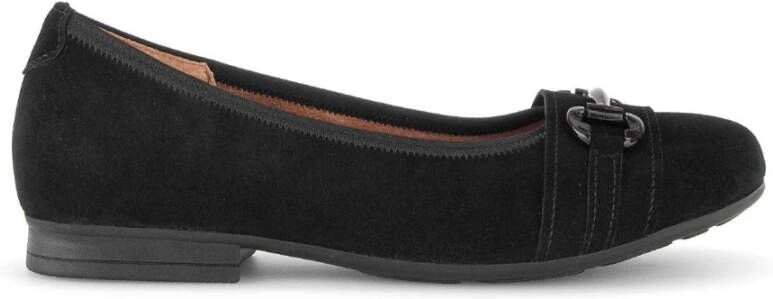 Gabor Zwarte Fluwelen Ballerina Schoenen Black Dames