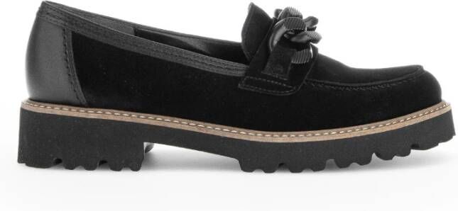 Gabor Zwarte fluwelen en gladleren loafers Black Dames