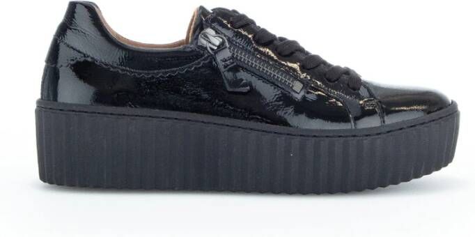 Gabor Zwarte Lak Sneakers Black Dames