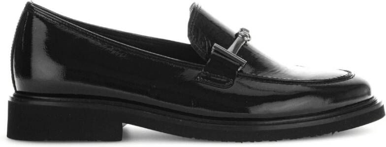 Gabor Zwarte Lakloafers Winter Versie Black Dames