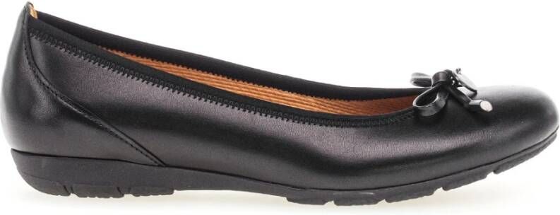 Gabor Zwarte Leren Ballet Flats Black Dames