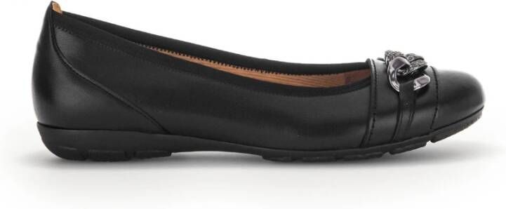 Gabor Zwarte Leren Ballet Flats Black Dames