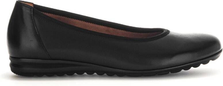 Gabor Zwarte Leren Ballet Flats Black Dames