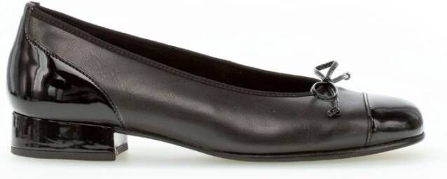 Gabor Zwarte Leren Ballet Flats Black Dames