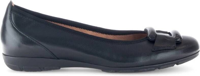 Gabor Zwarte Leren Ballet Flats Black Dames