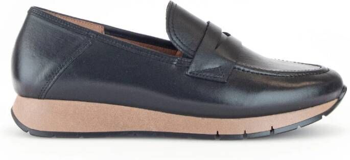 Gabor Zwarte Leren Casual Schoenen Black Dames