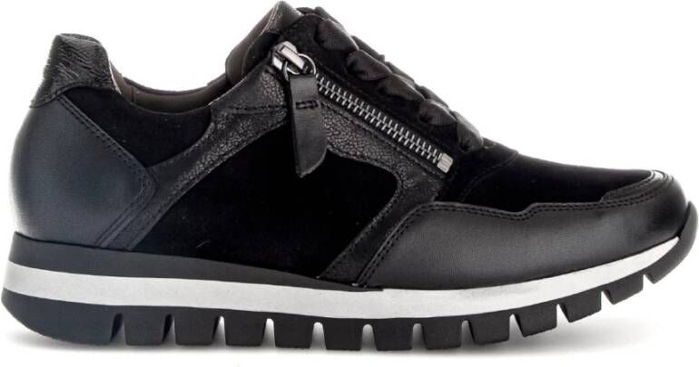 Gabor Zwarte Leren Casual Sport Basket Schoenen Black Dames