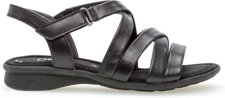 Gabor Zwarte Leren Comfort Sandalen Black Dames