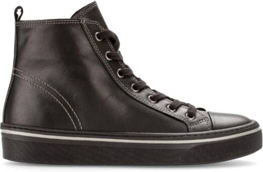 Gabor Zwarte Leren Hoge Top Sneakers Black Dames