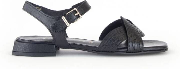 Gabor Zwarte Leren Kruisband Sandalen Black Dames