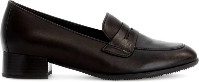 Gabor Zwarte Leren Loafers Stijlvol Comfort Black Dames