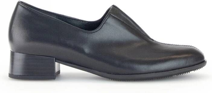 Gabor Zwarte Leren Loafers Stijlvol Comfortabele Hak Black Dames