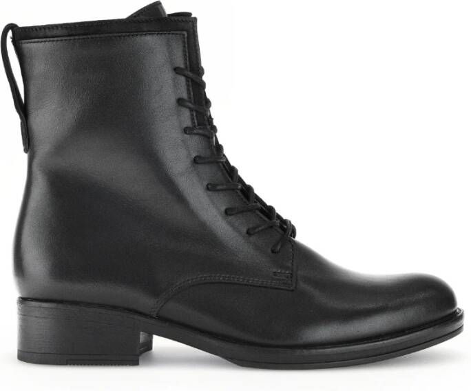 Gabor Zwarte leren nubuck veterlaarsjes Black Dames