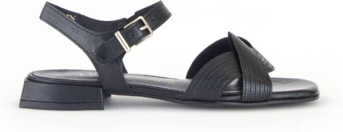 Gabor Zwarte Leren Sandalen Black Dames