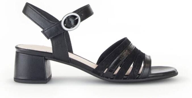 Gabor Zwarte Leren Sandalen Black Dames