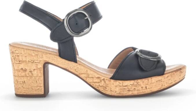 Gabor Zwarte Leren Sandalen Black Dames