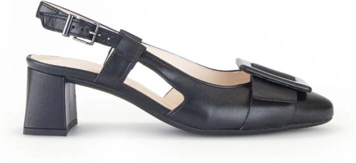 Gabor Zwarte Leren Slingback Schoenen Black Dames