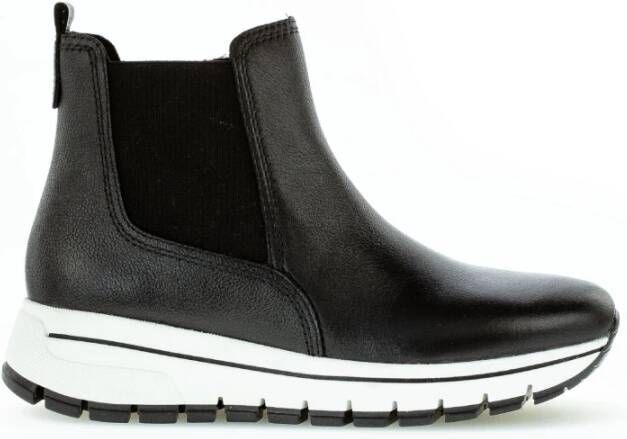 Gabor Zwarte Leren Sneaker Boot Black Dames