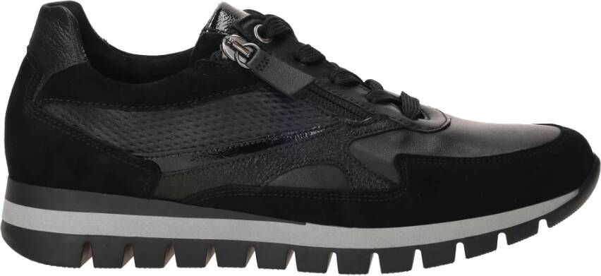 Gabor Zwarte Leren Sneaker met Optifit Voetbed Black Dames