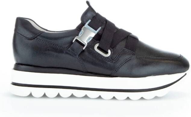 Gabor Zwarte Leren Sneakers Black Dames