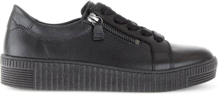 Gabor Zwarte leren sneakers Black Dames