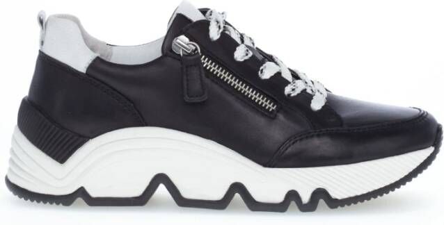 Gabor Zwarte Leren Sneakers Moderne Stijl Black Dames