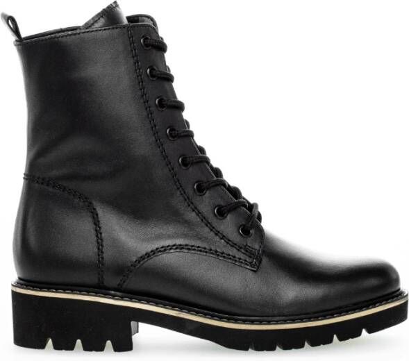 Gabor Zwarte Leren Veterschoenen Black Dames