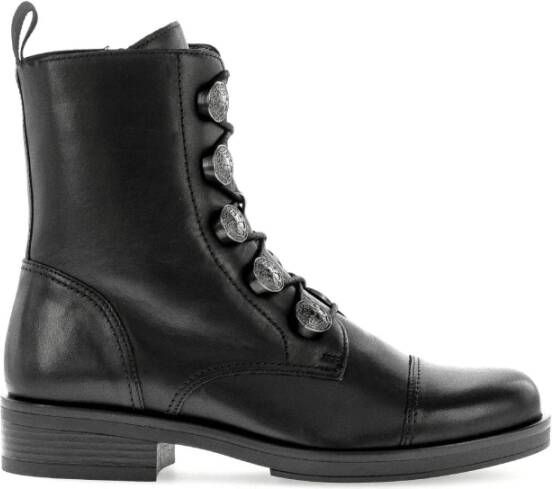 Gabor Zwarte Leren Veterschoenen Black Dames